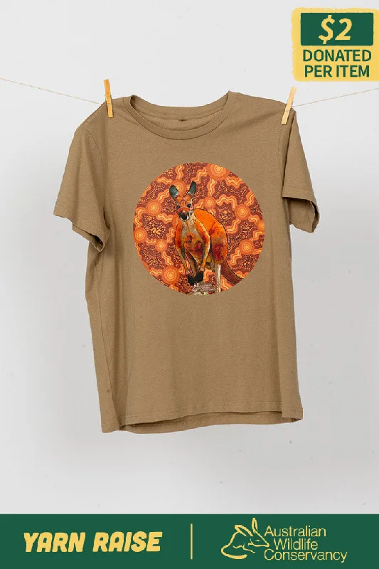 Massive Deal Kangaroo (Barra) 'Australian Wildlife Conservancy' Sand Cotton Crew Neck Women’s T-Shirt