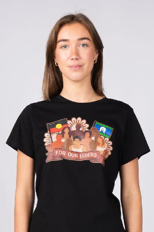 Instant Savings Rallying Together Black Cotton Crew Neck Women's T-Shirt