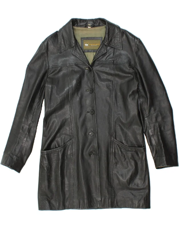 Seasonal Sale LEGEND Womens Leather Coat UK 18 XL Black Leather