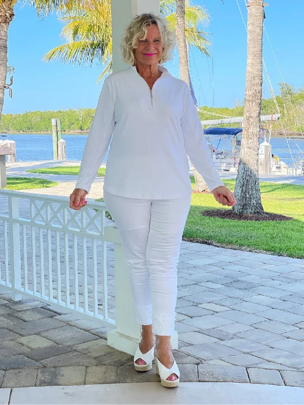 Weekend Bargains to Snag WHITE ZIPPER TOP