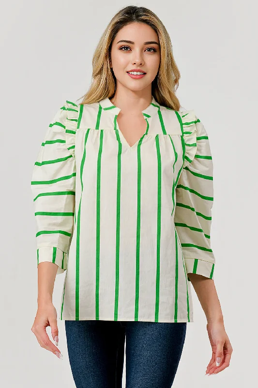 Weekend Savings Spectacular The Presley Top in Green Stripe