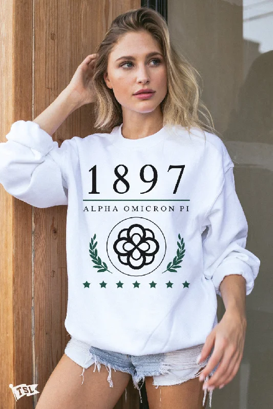 Great Deals Alpha Omicron Pi Crest Crewneck