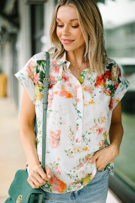 Online Only Here For You Off White Floral Blouse