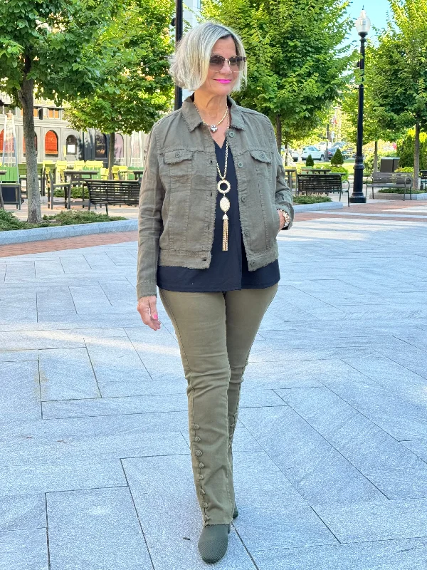 Price Drop LULU-B NEW OLIVE LINEN JACKET