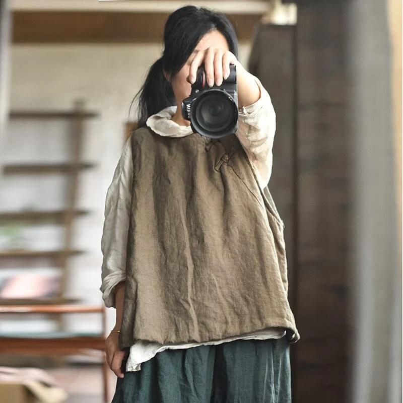 Don't Miss Autumn Winter Retro Padded Cotton Linen Vest