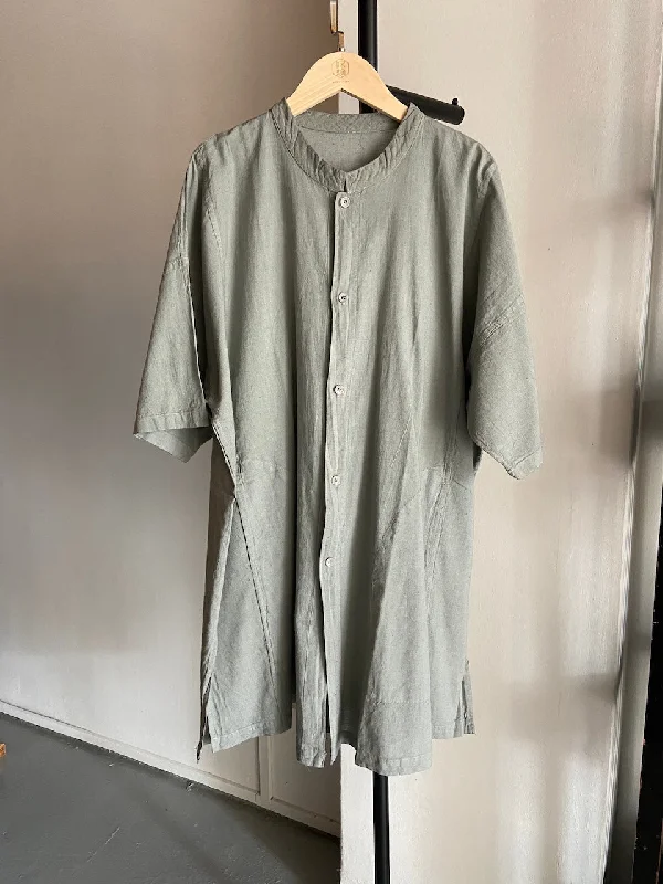 Weekend Specials to Delight Hand-dyed Button Shirt  (Light Grey)