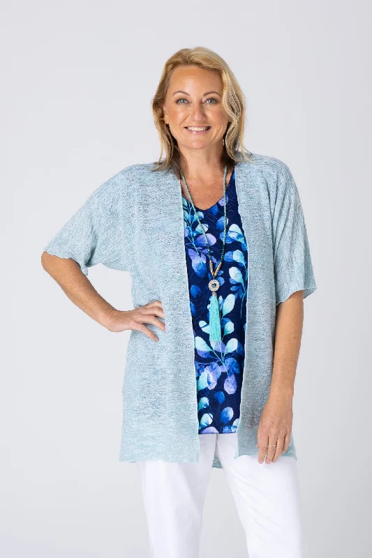 Steals and Deals Ice Haven Poly/Rayon Knit Short Sleeve Cardigan