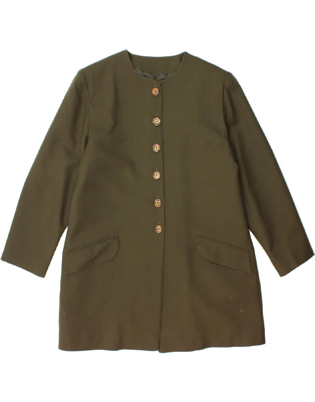 Mega Discount VINTAGE Womens Overcoat UK 14 Large Khaki