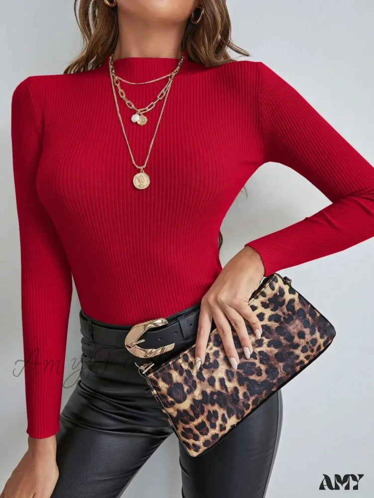 Limited Edition Slim Fit Stand Collar Long Sleeve Knitted Christmas Sweater