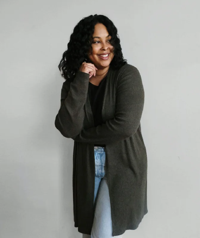 Exclusive Offer DEVNA sweater rib duster in Dark Olive