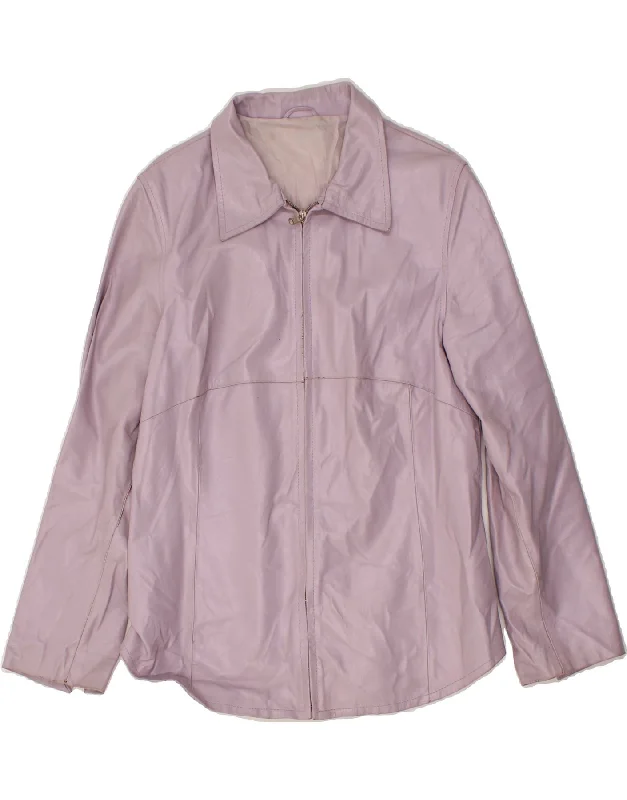 Price Buster VINTAGE Womens Leather Jacket IT 48 XL Purple Leather