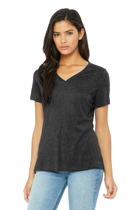 YEAR-End Sale Bella + Canvas Womens Short Sleeve V-Neck T-Shirt - Charcoal Black
