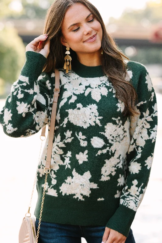 Weekend Shopping Bliss All In A Day Green Floral Sweater