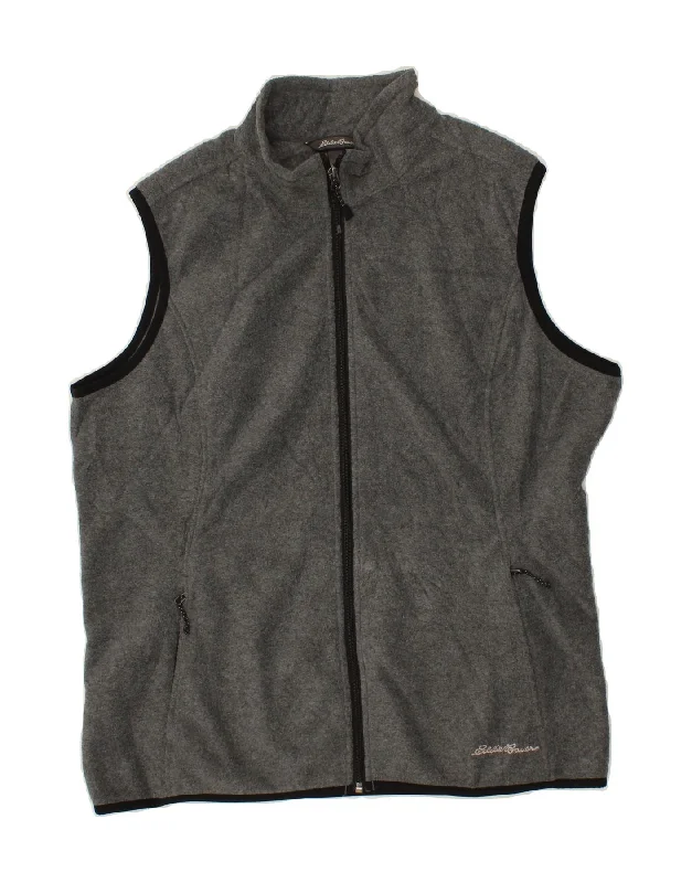 Special Price EDDIE BAUER Womens Fleece Gilet UK 18 XL Grey Polyester