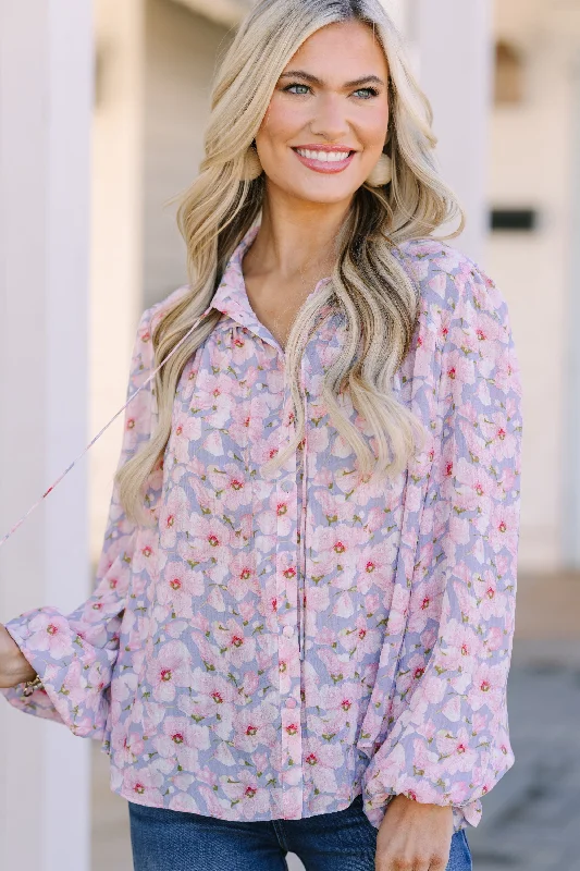Early Access Fate: All In A Day Light Blue Floral Blouse