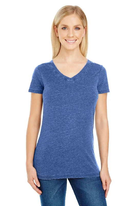 Super Discount Threadfast Apparel Womens Vintage Dye Short Sleeve V-Neck T-Shirt - Vintage Navy Blue - Closeout
