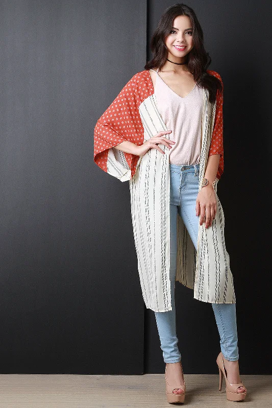 Weekend Specials to Indulge In Bohemian Contrast Yoke Long Kimono