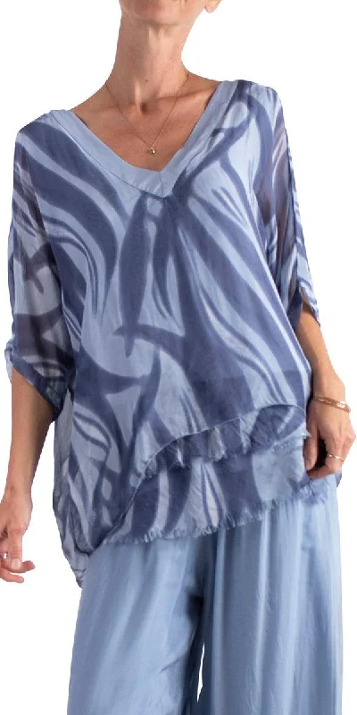 Overstock Clearance Diana Wave Print Blouse