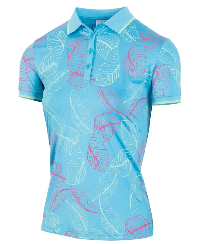 Big Savings SIZE S - ISLAND GREEN Printed Leaf Polo 300 True Blue