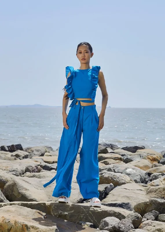 Clearance Sale Blue High-Waisted Trouser