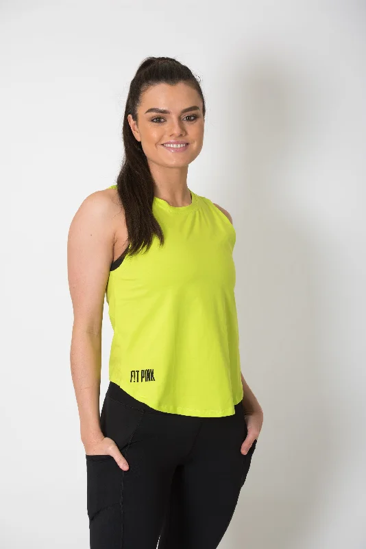 Act Now Knot Back Cotton Vest in Lime