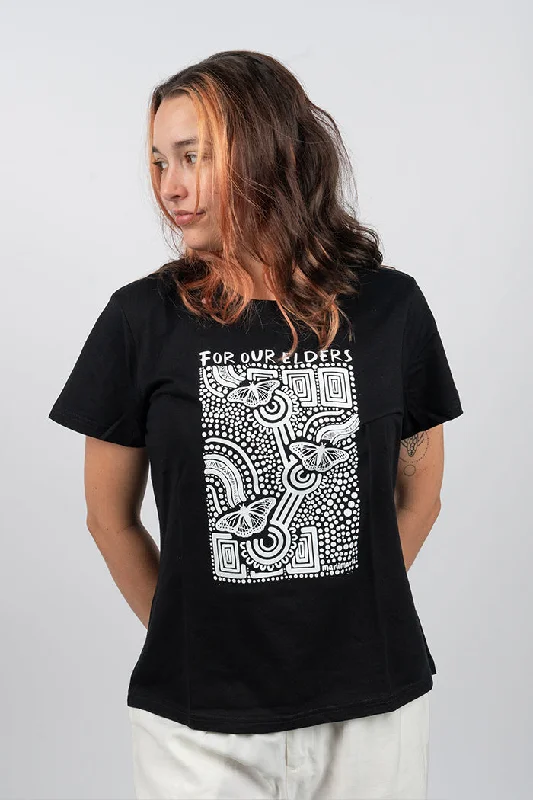 Don’t Miss Out Ngal-Gawu' Grandmother (Mother's Mum) (Monochrome Print) Black Cotton Crew Neck Women's T-Shirt