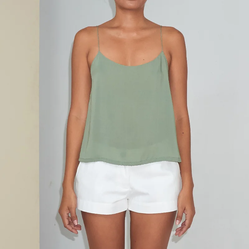 Online Specials RINKI STRING CAMISOLE - Rayon Voile | Light Olive Green