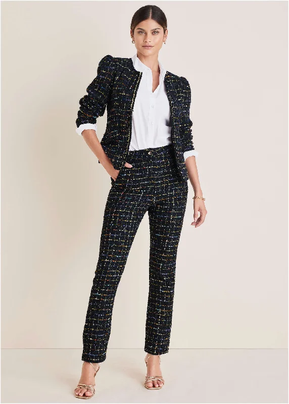 Customer Appreciation Sale Tweed Straight Leg Trousers - Black Multi