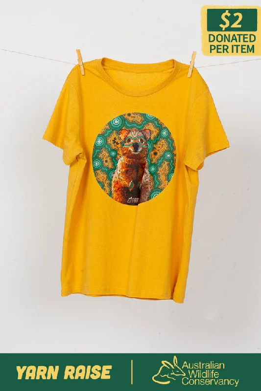 Weekend-Only Price Drops Quokka 'Australian Wildlife Conservancy' Mustard Cotton Crew Neck Women’s T-Shirt