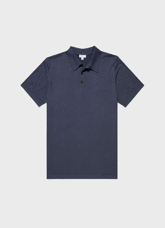 Men's Sea Island Cotton Polo Shirt in Slate Blue