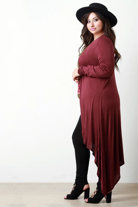 Bonus Savings Asymmetrical Hem Soft Knit Longline Cardigan