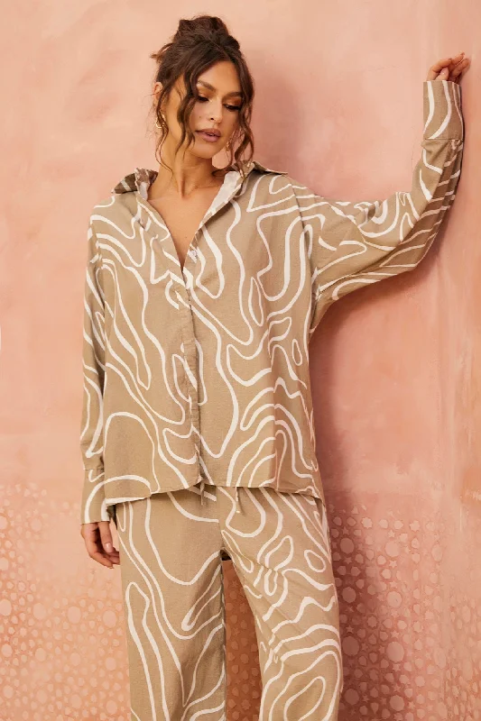 Weekend Deals That Dazzle Sunlights In Capri Shirt - Beige
