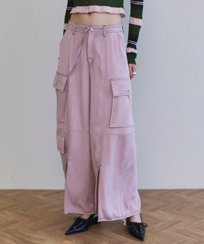 Extra Savings 【25SPRING PRE-ORDER】Zip Design Satin Cargo Pants