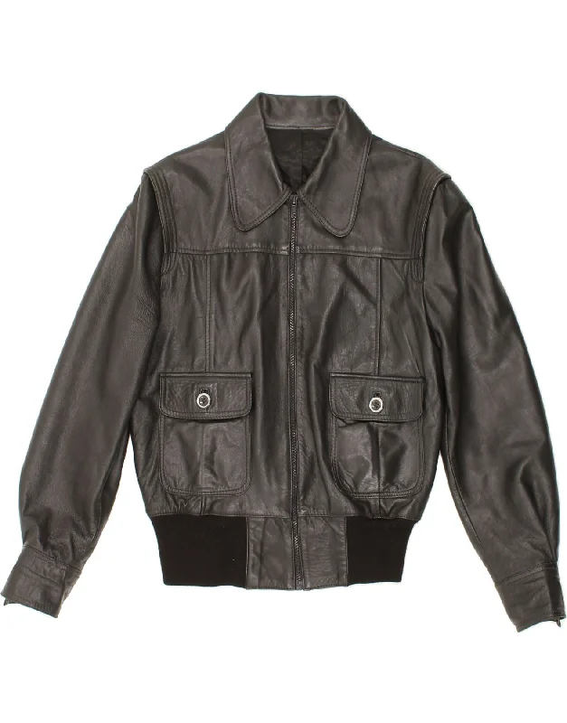 Weekend Savings Spectacle VINTAGE Womens Bomber Leather Jacket UK 14 Medium Black