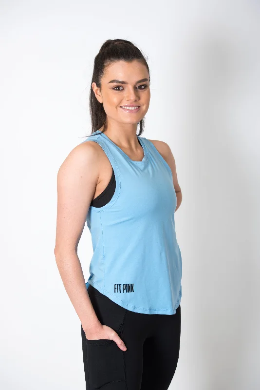 Online Specials Knot Back Cotton Vest in Baby Blue