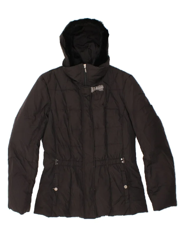 Epic Deals GEOX RESPIRA Womens Hooded Padded Jacket UK 14 Medium Black Polyester