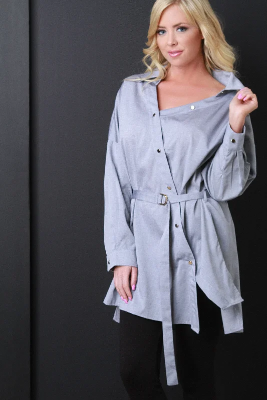 Huge Discounts Asymmetrical Button-Up Smock Top