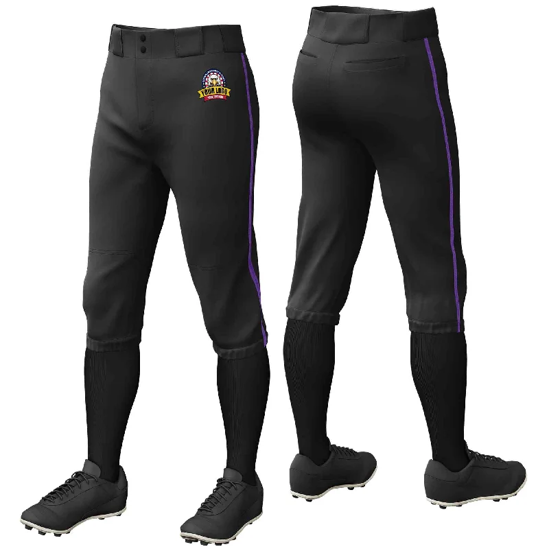 Buy Today Custom Black Purple Classic Fit Stretch Practice Knickers Baseball Pants