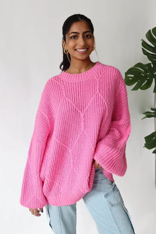 Weekend Savings Galore Logan Sweater in Magenta Pink