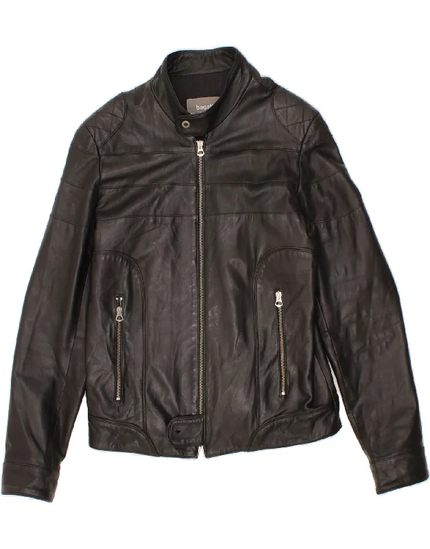 Inventory Reduction VINTAGE Womens Leather Jacket IT 50 XL Black