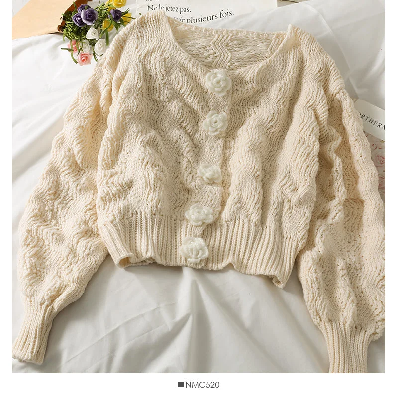 Deal Zone Sweater women's autumn three-dimensional flower sweet long sleeved sweater 1882 Deal Zone Sweater women's autumn three-dimensional flower sweet long sleeved sweater 1882