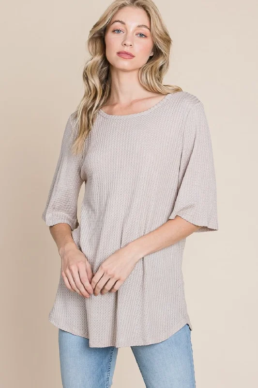 Early Access BOMBOM Round Neck Waffle Knit T-Shirt