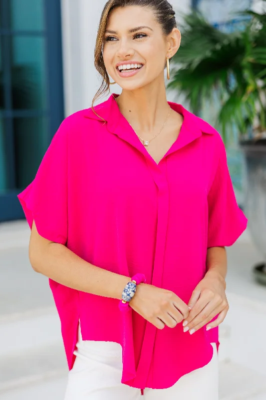 Online Exclusive Think It Through Fuchsia Pink Top