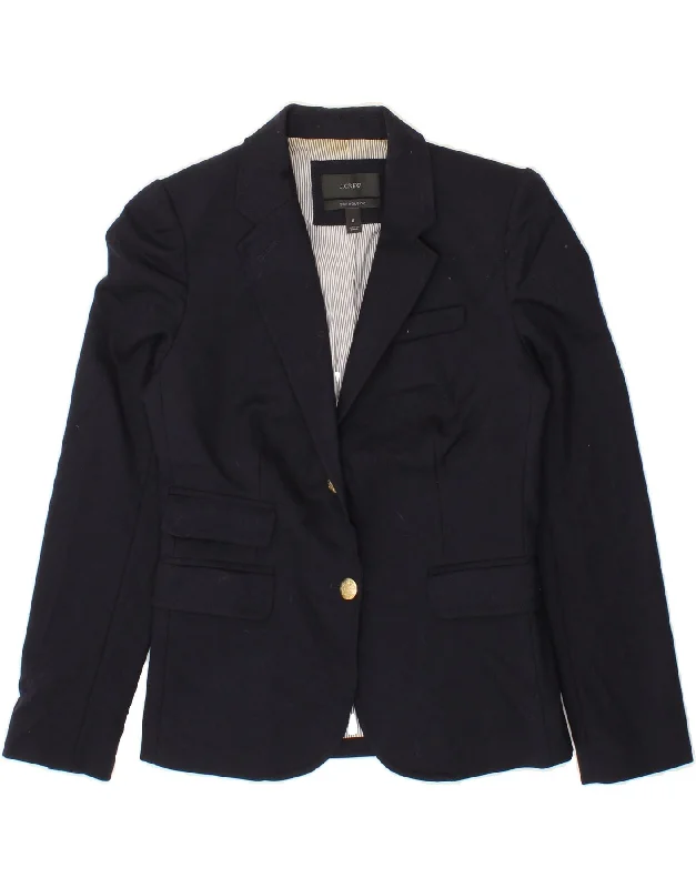 Overstock J. CREW Womens Schoolboy 2 Button Blazer Jacket US 0 XS Navy Blue Wool