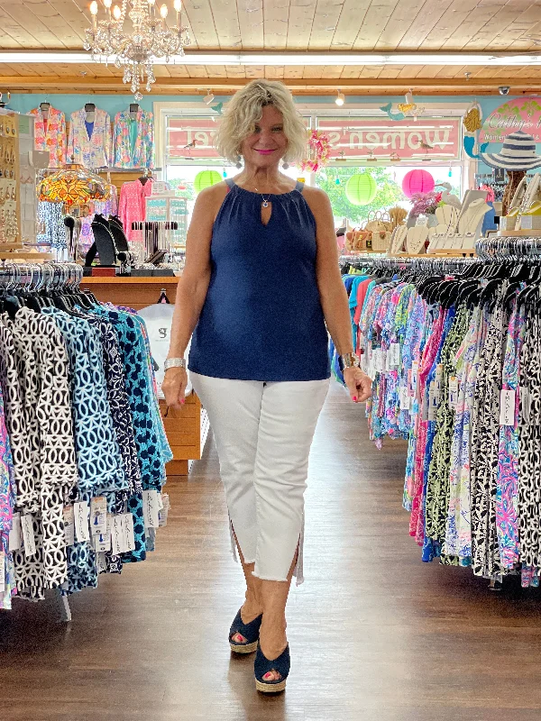 Price Drop NAVY  KEYHOLE TOP