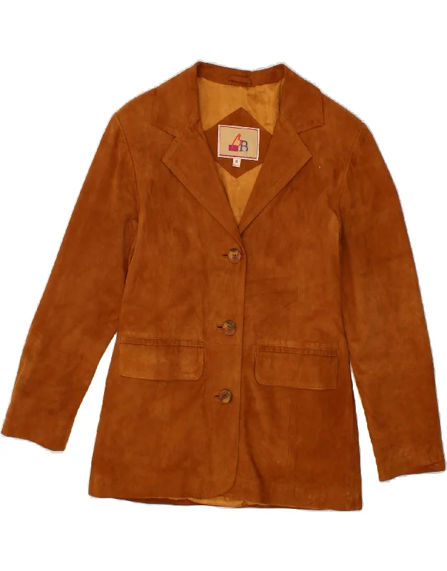 Extra Discount VINTAGE Womens Suede Jacket UK 10 Small Brown