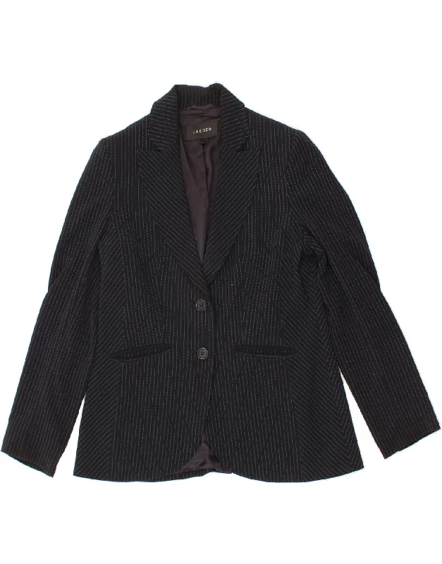 Weekend Deals That Amaze JAEGER Womens 2 Button Blazer Jacket UK 12 Medium Black Pinstripe
