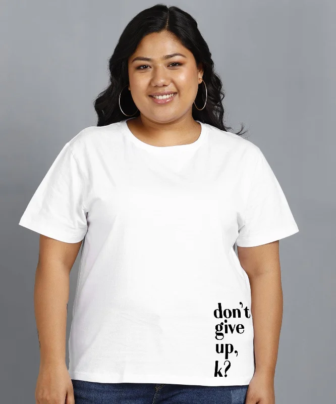 Value Deals Womens Regular fit Plus Size Printed T-shirt (White)