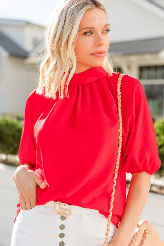 Sale Event In This Life Red Bubble Sleeve Blouse