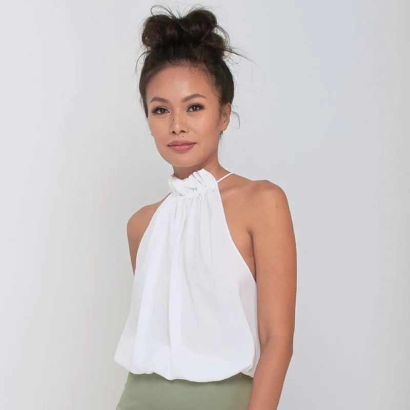 Fantastic Deals STREAM HALTER TOP - Rayon Fujette Crepe | Off White